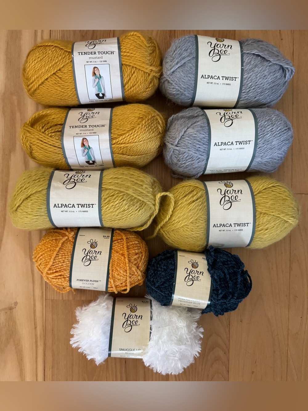 Yarn Bee Yarn Lot 9 Tender Touch Alpaca Twist Plush Discontinued Mustard Gray